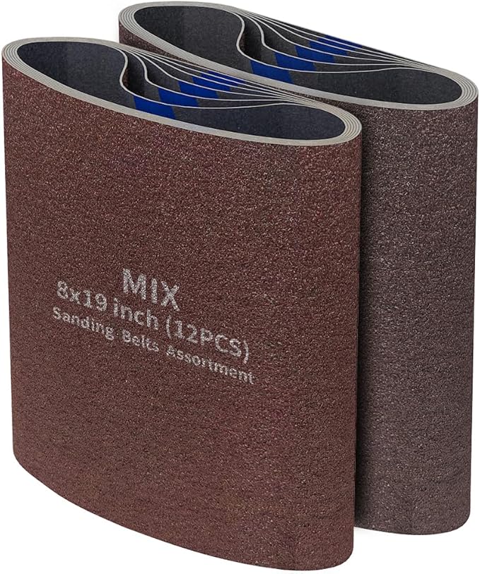 12 Packs 8 x 19 inch Cloth Floor Sanding Belts Ideal for Sanding Commercial and Residential Flooring - 2 Each of 40/60/80/100/120/150 Grits