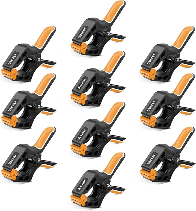 TOLESA Heavy Duty Spring Clamps 7 Inch 10 Pcs Large Wood Clamps with 30Lbs Powerful Clamping Force Deep Throat Nylon Clamps for Woodworking Photography Backdrop Household Use Cover Holding Wood Gluing