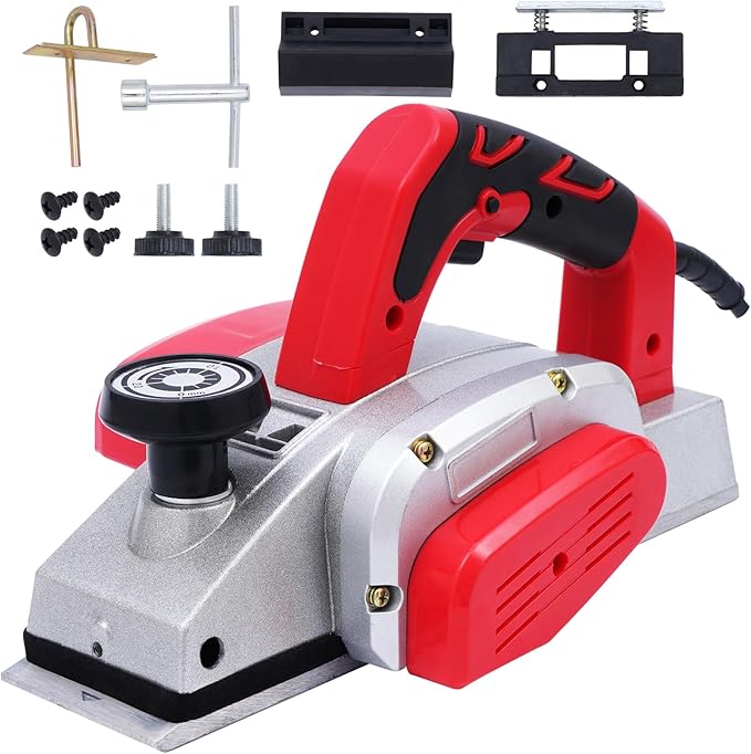 BHTOP Electric Hand Planer, Wood Planer for Woodworking, 3-1/4 Inch Corded Planer with Blades, Edge Guide（8201）