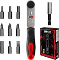 Angle Ratchet Screwdriver Set: 10 Piece Magnetic Bit with 90 degree Mini Offset Low Profile Reversible Drive Handle - DIY Bike Tight Spaces