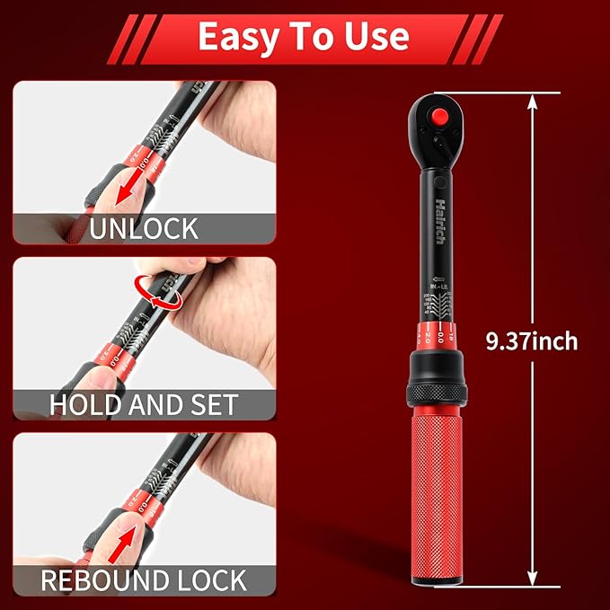 1/4-Inch Torque Wrench, Dual-direction Small Torque Wrench 20-220in.lb/2.3-24.9Nm, 72 tooth High Precision Professional with Dual Range Scales