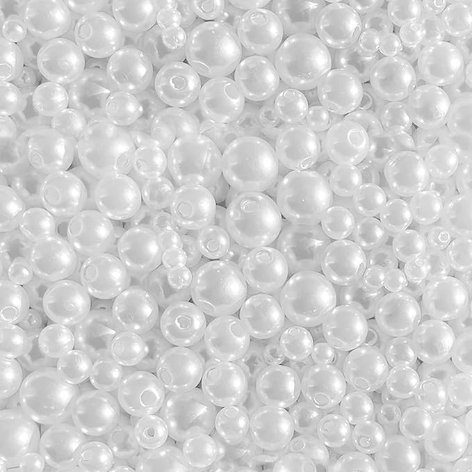 1500pcs Pearl Beads for Jewelry Making, 4mm 6mm 8mm 10mm Round Loose Pearls by HILELIFE