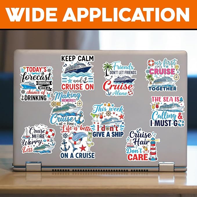 MAIANEY Funny Cruise Stickers Pack 10 Waterproof Vinyl Cruise Ship Stickers - Image 2