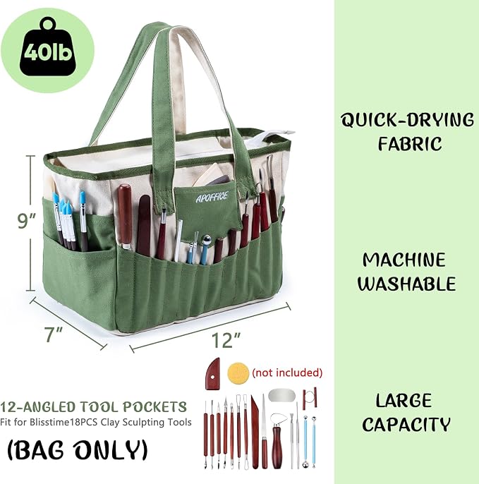 Pottery Tools Bag with Pockets for Clay Sculpting Tools, Ceramic Tools– Art - Image 2