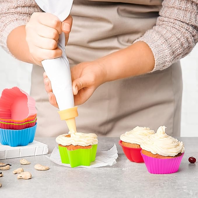 R HORSE Multi Flower-Shaped Silicone Cupcake Molds, Heat resistant, Food-grade - Image 5