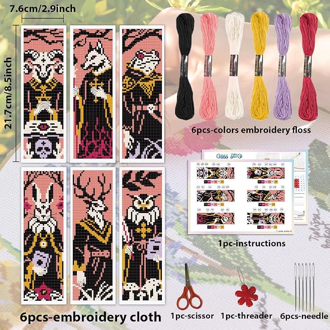 ACRNIGHEET 6PCS Cross Stitch Bookmark Kit - Image 2