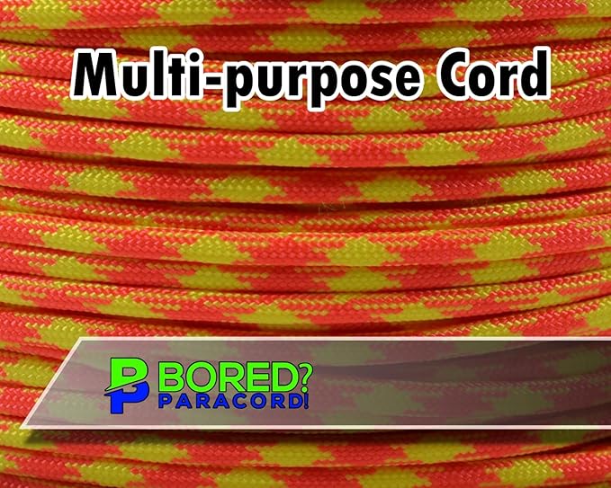 BORED? PARACORD! 550 lb Paracord - Ideal for Crafting, Camping, DIY Projects, Active & Military Outdoors - Strong Survival Rope - Tactical Parachute Cord Type III - Search and Rescue 250 Feet