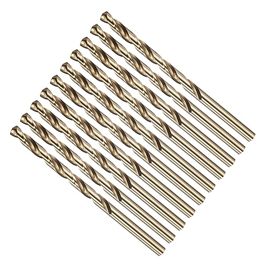 Drill Bit, #7 Cutting Diameter, 4341 HSS Gold Finish 135° Cutting Angle Number Jobber Bits - (Applications: for Drilling Soft Metal Plastic Wood), 10-Pieces