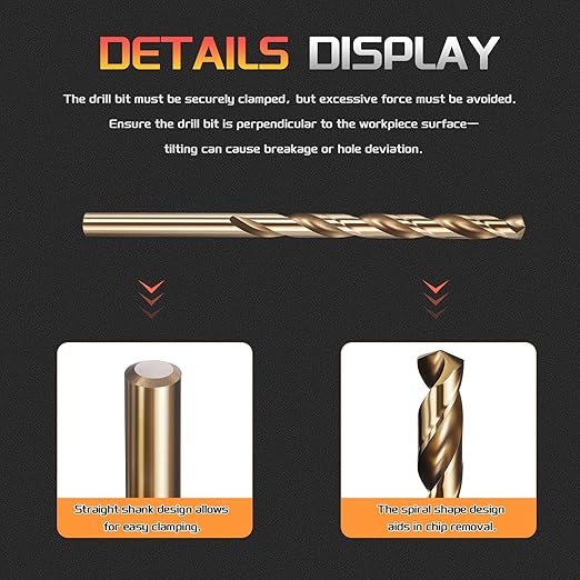 Drill Bit, #11 Cutting Diameter, 4341 HSS Gold Finish 135° Cutting Angle Number Jobber Bits - (Applications: for Drilling Soft Metal Plastic Wood), 10-Pieces