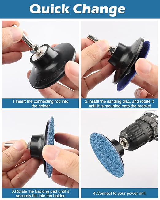3 inch Sanding Discs Roll Lock Quick Change Discs, 30PCS 36 Grit Grinding Disc Set with 1pcs 1/4'' Holder for Die Grinder, Discs & Backing Pad - R-Type Roll Lock Sandpaper Discs.