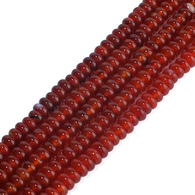 Songxi 5x8mm Natural Red Agate Stone Rondelle Beads, Gemstone - Image 3