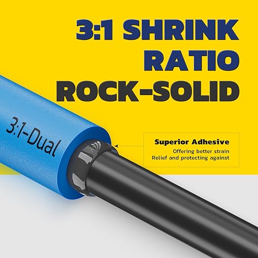 haisstronica 360PCS Heat Shrink Tubing,3:1 Ratio Adhesive Lined Marine Heat Shrink Tube Kit 8 Sizes(3/32"-5/8") Blue