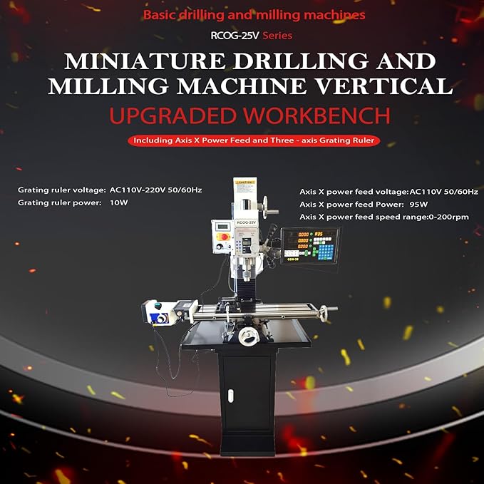 110V Mini Drilling and Milling Machine R8 Spindle Taper, 0.9" Max Drilling Vertical Mill Drill Machine with 50-2250RPM Variable Speed Benchtop Mill/Drill Machine with Supporting Base