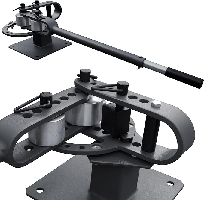 KAKA INDUSTRIAL Bench Top Metal Bender, Manual Flat Bar Bender with 7 Dies, Compact Metal Bender Machine YP-9