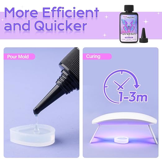 HeyClear 300g UV Resin kit Super Clear, Low Odor, Premixed UV Epoxy Resin Glue - Image 5
