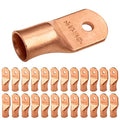 SELTERM 25pcs 4/0 AWG 1/4" Stud Battery Lugs, Ring Terminals, Heavy Duty Copper Wire Lugs, Battery Cable Ends, 0000 Gauge Ring Terminal Connectors, UL Bare Copper Eyelets Electrical Battery Cable Lugs