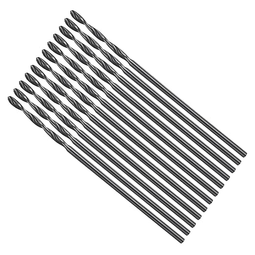 Drill Bit, 0.9mm Cutting Diameter, 4241 HSS Nitriding Black 118° Cutting Angle Versatile Jobber Bits - (Applications: for Drilling Plastic Wood Soft Metal), 12-Pieces