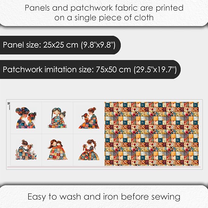 Patchwork Mother & Daughter Cotton Fabric Panel – 6 Designs + Bonus Sheet - Image 4