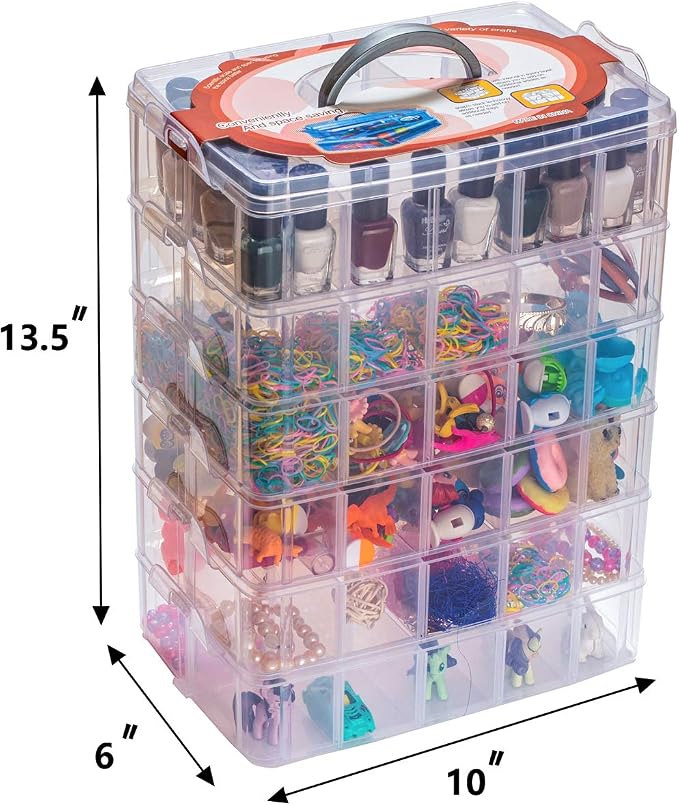 Sooyee 6 Layers Stackable Storage Container Clear 60 Adjustable Compartments - Image 7