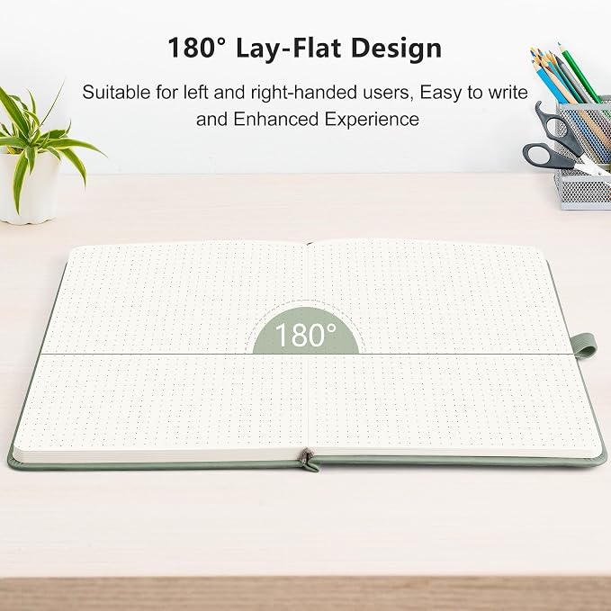 RETTACY Dotted Journal Notebook, 192 Pages, A5 Medium Size | Leather Hardcover - Image 6