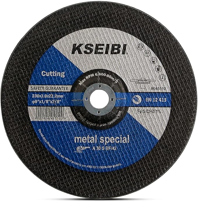 KSEIBI 645110 Grinding Wheels 10-Pack, Aluminum Oxide Discs for Metal & Stainless Steel, 9" x 1/8" x 7/8", Aggressive Grinding for Angle Grinders, Depressed Center Design