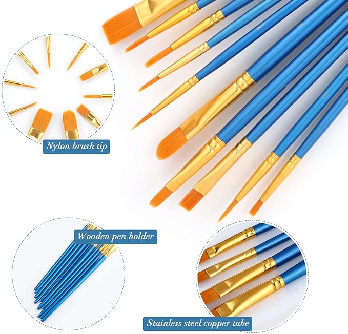 Acrylic Paint Brush Set, 1 Packs / 10 pcs Watercolor Brushes Painting Brush - Image 3