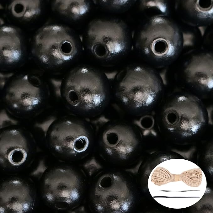 100 Pieces Black Wood Beads - 20mm by SMANTA