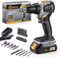 20V Brushless Cordless Lithium-Ion Drill Set, Compact Design, Gray Rechargeable Lithium-Ion Drill Kit, including 2.0Ah Battery, Charger and 3/8-inch Keyless Chuck