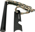 VVAAGG Flint and Steel Fire Starter Kit Survivor, 3/8" 1/2 inch Ferro Rods and Magnesium Rods with Paracord Handle
