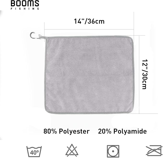 Booms Fishing B0T Microfiber Fishing Towel with Clip, 3 Pack Gray