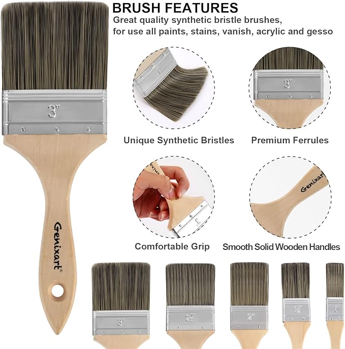 Double Thick Chip Paint Brush, Wood Stain Brushes - Image 4