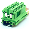 Erayco UK2.5B-G DIN Rail Terminal Block, Screw Clamp, 600V 20A 24-12AWG, Pack of 100 (Green)