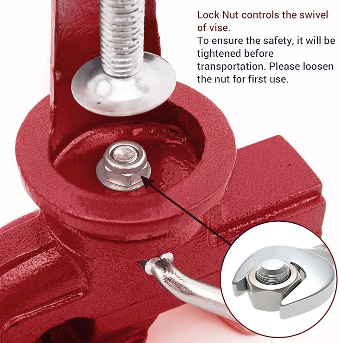 Nuovoware Table Vise 3 Inch, 360° Swivel Base Universal Home Vise Portable Bench Clamp, Clamp-on Vise Bench Clamps Fixed Tool for Woodworking, Metalworking, Cutting Conduit, Drilling, Sawing, Red