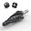 Four Spiral Flute Step Drill Bit, 1/4" - 3/4"(9 Sizes) 1/4" Hex Shank Cobalt Step Drill Bit Fully Coated with TiAlN for Metal, Stainless Steel, Aluminum, Plastic
