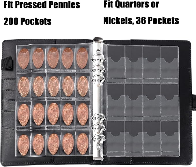 MUQING Pressed Penny Collector Book 236 Coins, Quarter and Nickel Storage - Image 3