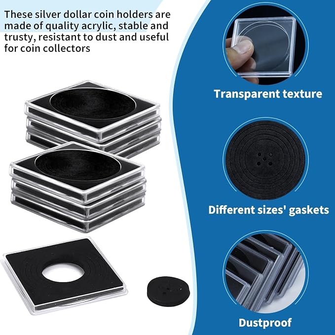 20 Pcs Adjustable Acrylic Coin Holder, Coin Collection Cases - Image 3