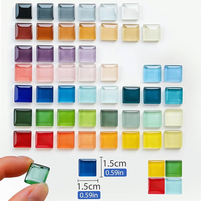 LITMIND 1.1LB Multi-Color Mix Crystal Glass Mosaic Tiles – 0.6 Inch Square - Image 2