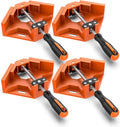 Right Angle Clamp, Housolution [4 PACK] Single Handle 90° Aluminum Alloy Corner Clamp, Right Angle Clip Clamp Tool Woodworking Photo Frame Vise Holder with Adjustable Swing Jaw - Orange