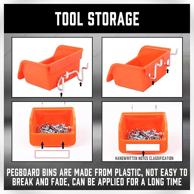 HORUSDY 238-Piece Pegboard Hooks Assortment, Pegboard Accessories with Pegboard Bins for Organizing Various Tools