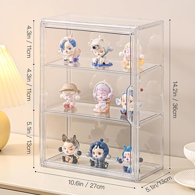 3 Tier Clear Display Case for Figures, Wall-Mounted Acrylic Storage Organizer - Image 2