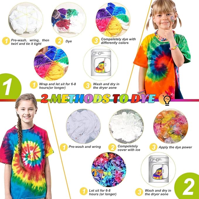 DIY Tie Dye Kits, Emooqi 32 Colours All-in-1 Tie Dye Set Contain 32 Bag Pigments - Image 5