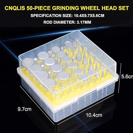 CNQLIS 50 Pcs Diamond Burr Set Coated Grinding Stone Carving Bits, Diamond Bits for Dremel Rotary Tools