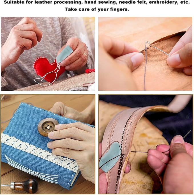 Mayboos 4 Pairs Leather Finger Protector Needle Felting Knitting Finger Thimble - Image 7