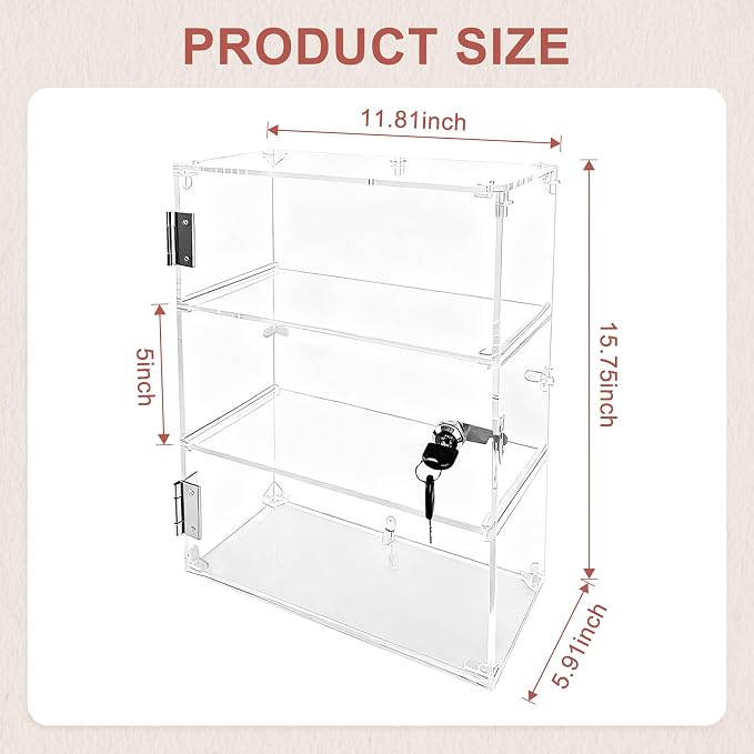3 Shelf Acrylic Lockable Display Case - Image 2