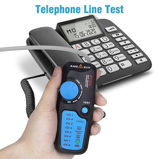 Bside Network Cable Tester RJ45 RJ11 Wire Tracker Telephone Line Tester LAN TV Electric Line Finder Toner Network Cable Collation Continuity Checker with Flashlight