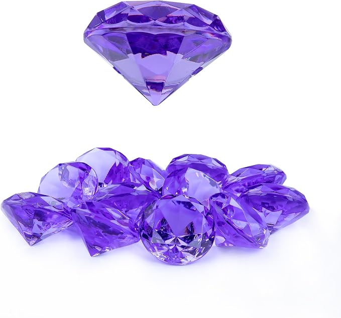 Niceup 26PCS Purple Fake Diamonds Big Gem Toys, 1.5in Pool Diving Gems Acrylic by Niceup