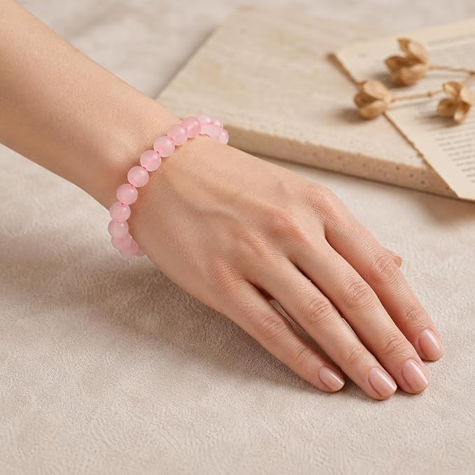 36pcs Natural Matte Pink Quartz Gemstone Beads，10mm Frosted Round Loose Stone - Image 6