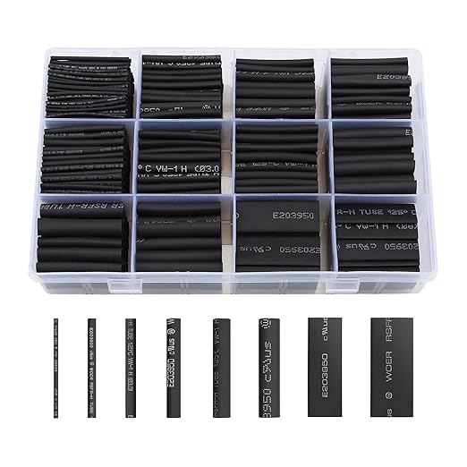 innhom 650pcs Heat Shrink Tubing Black Heat Shrink Tube Wire Shrink Wrap by innhom