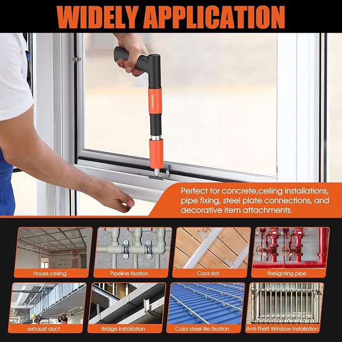 Manual Mini Steel Nail Gun Kit with Nailers Adjustable Speed Fastening Tool Portable Handheld Concrete Nailer Gun for Drywall, Steel, Woodworking & DIY Projects