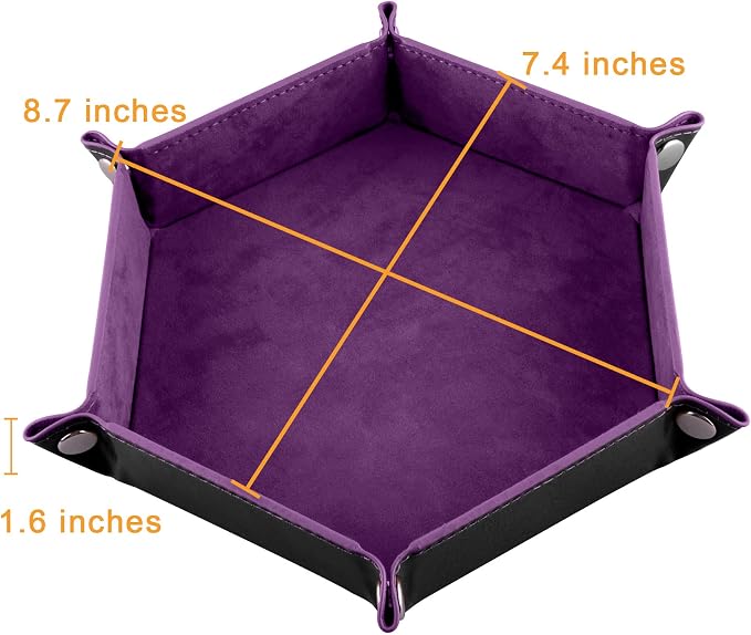 SIQUK 6 Pieces Dice Tray Hexagon Dice Rolling Holder Folding PU Leather Dice - Image 2